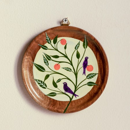 Adhrit Sheesham Wood Wall Hanging, Round Shape.