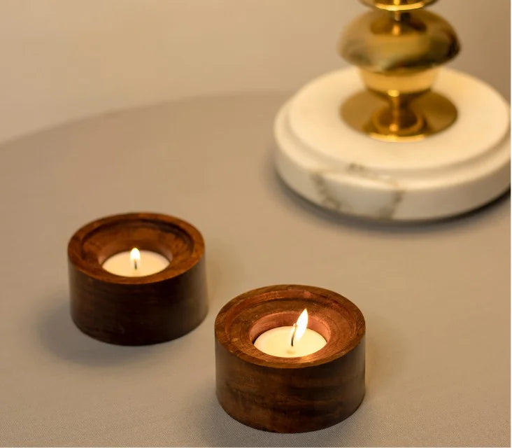 Tejah Sheesham Wood Tea-Light Holder (Set of 2)
