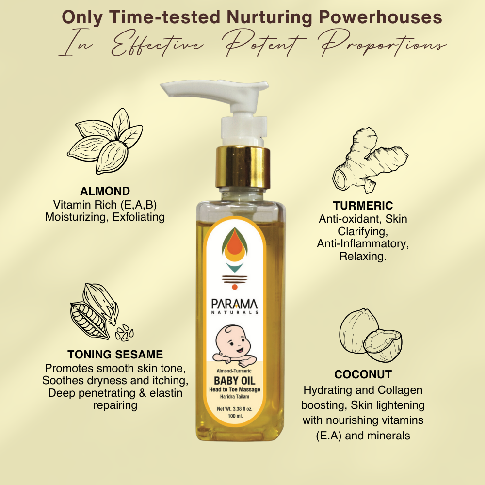 Almond-Turmeric BABY OIL Head To Toe Massage Oil