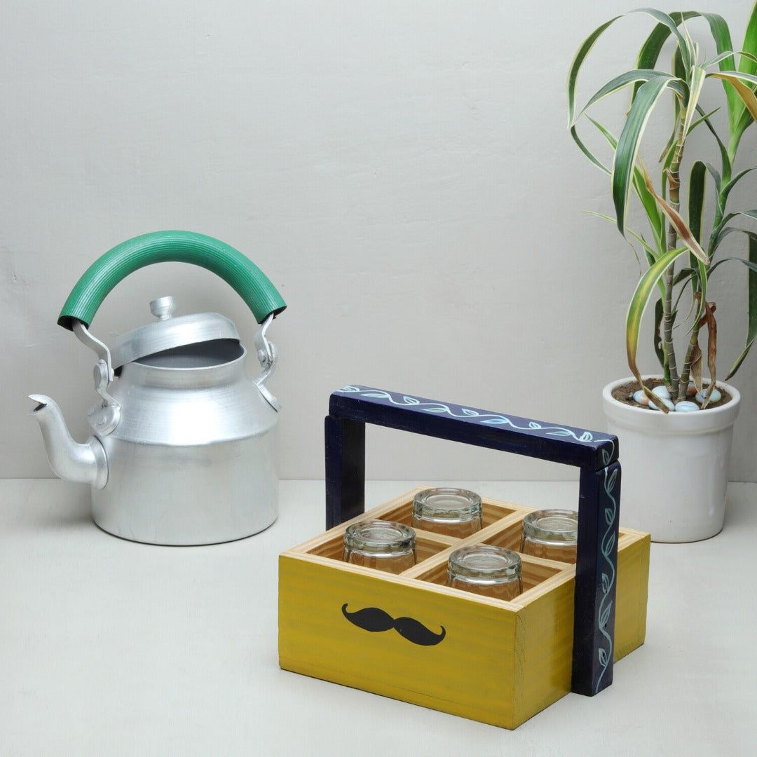 " RAJASTHANI MUSTACHE"Hand Painted Wooden Kulhad Stand