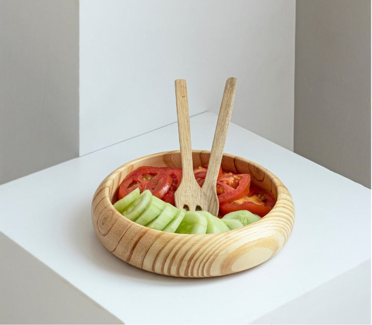 "Organique" Pine Wood Handmade Salad Bowl