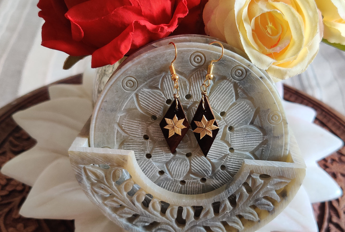 Handcrafted Lamp Single Earrings (Blue)
