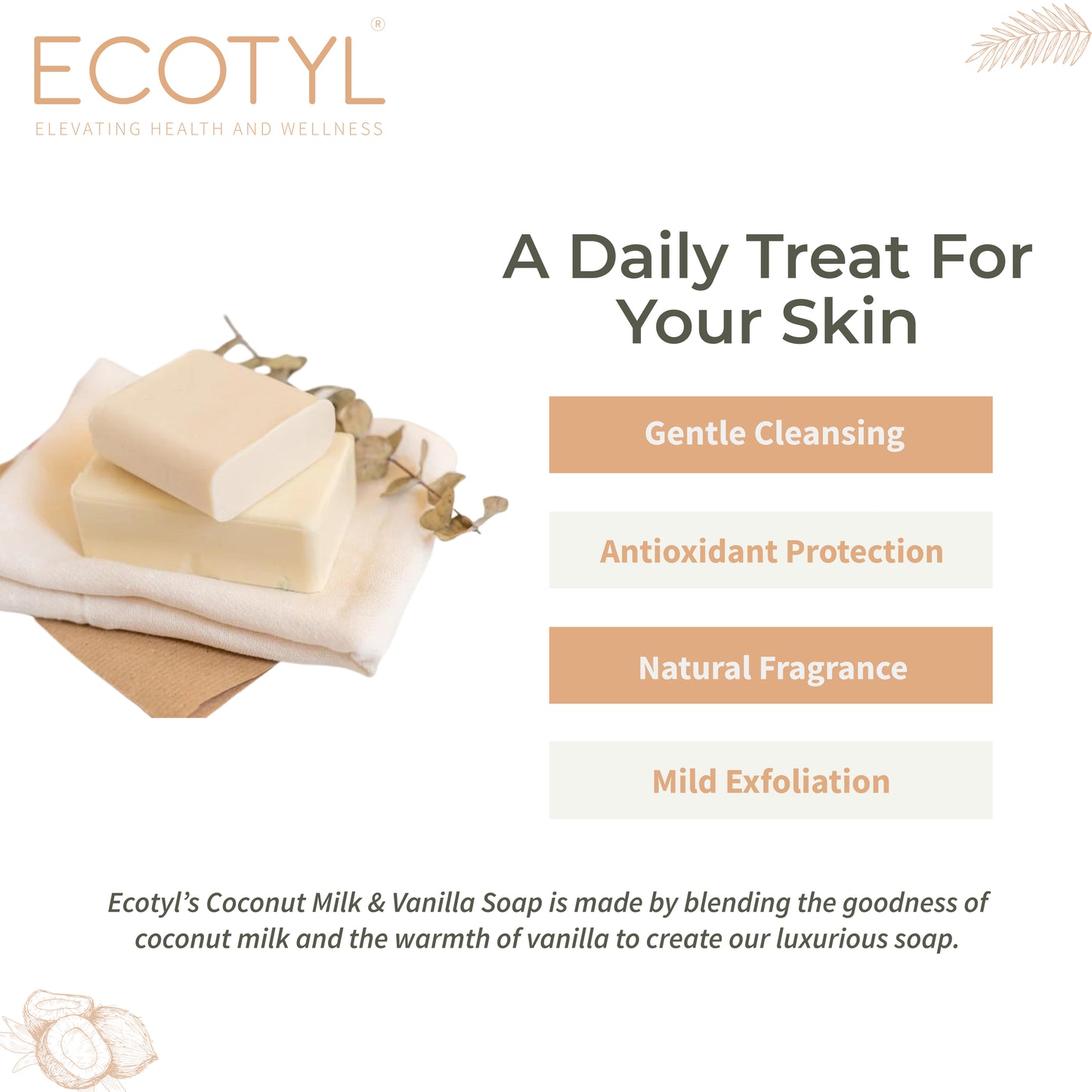 Coconut Milk Soap with Vanilla | 100% Natural | Nourishing & Hydrating | Set of 2