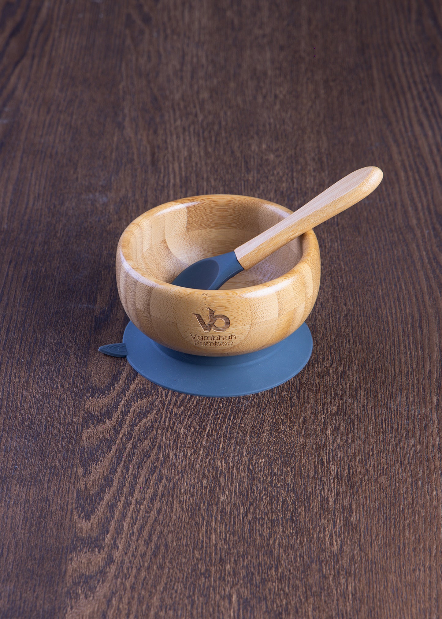 Bamboo Eco Friendly Suction Bowl + Plate Set with Spoon