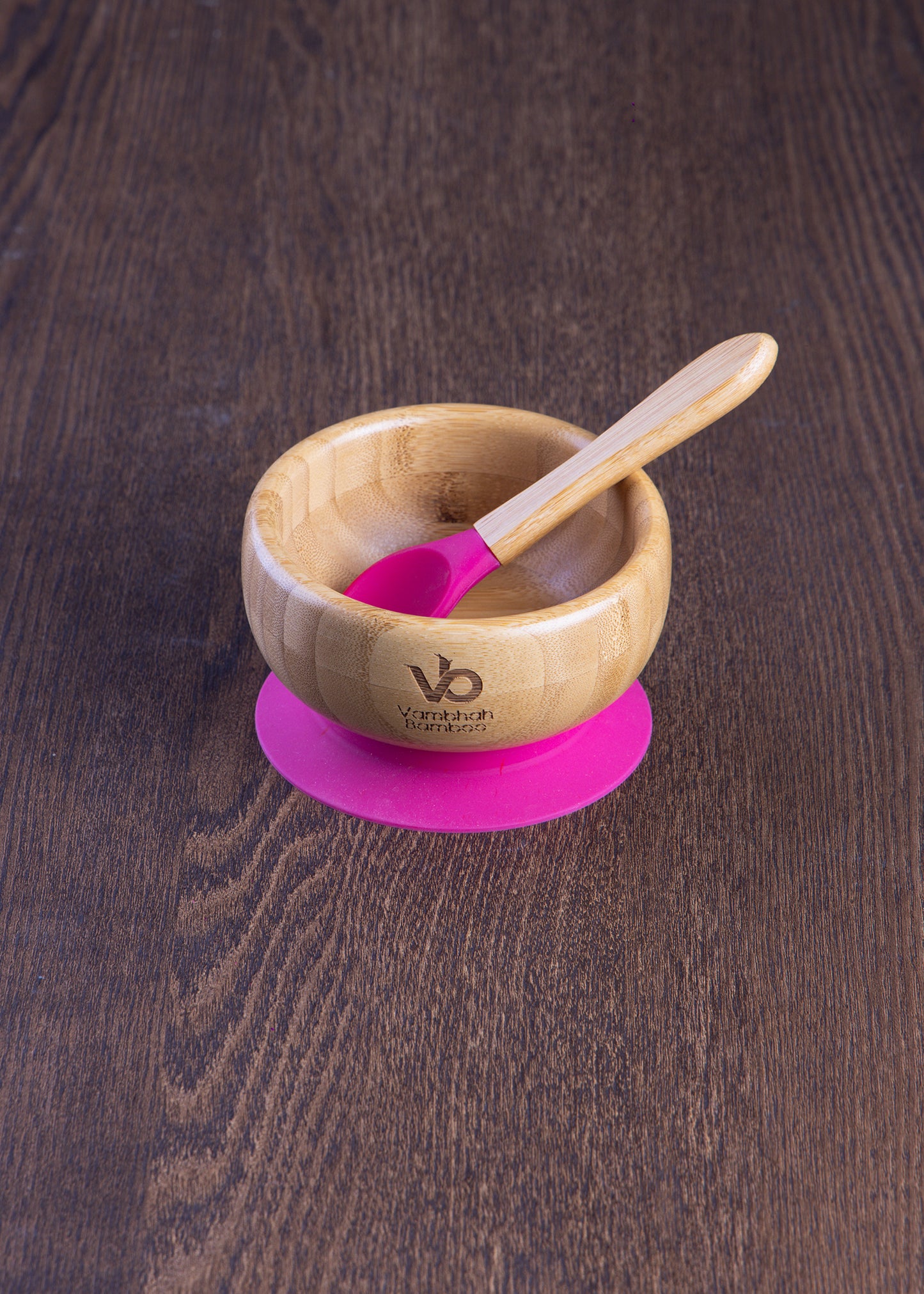 Bamboo Eco Friendly Suction Bowl + Plate Set with Spoon