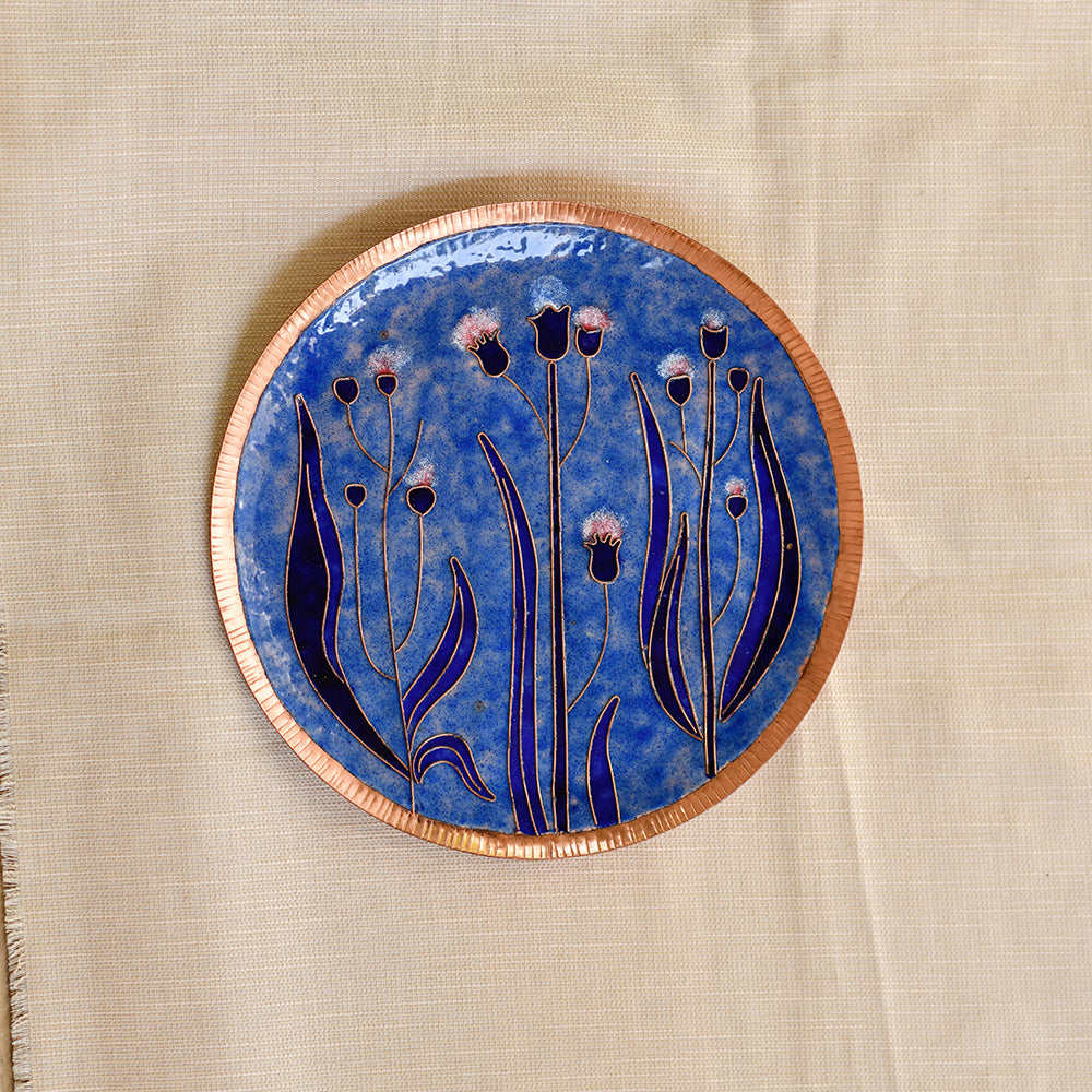 Copper Enamel Wall Plate "Gardens of Vishwakarma - Pastels Emilia"