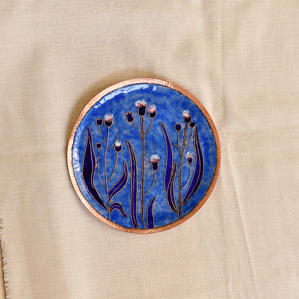 Copper Enamel Wall Plate "Gardens of Vishwakarma - Pastels Emilia"