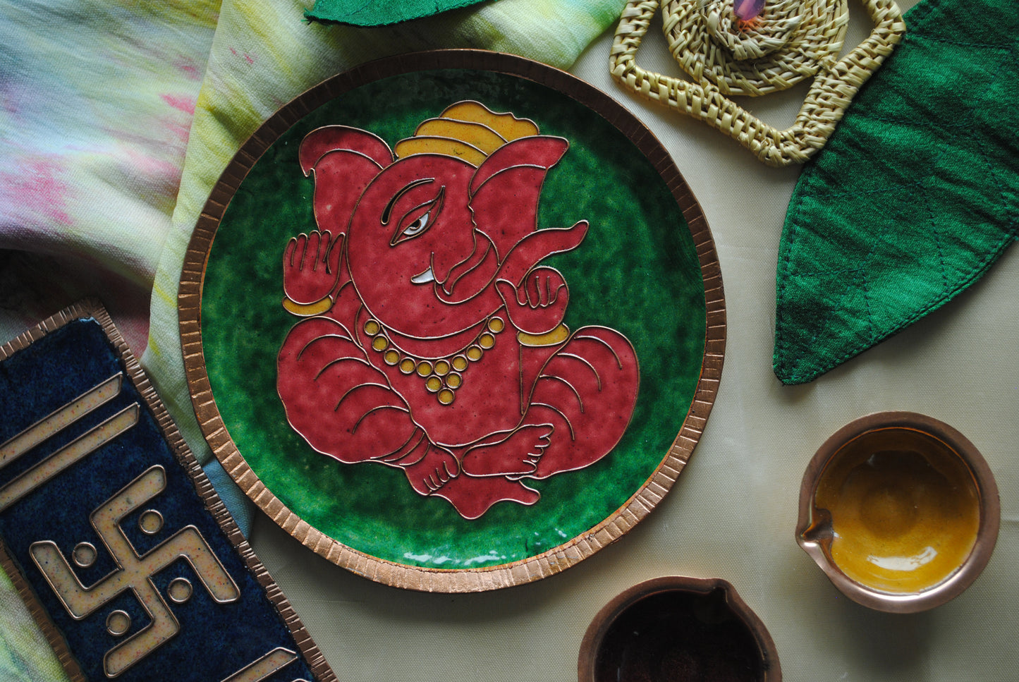 Ekadanta - Ganesha Wallplate (Green)