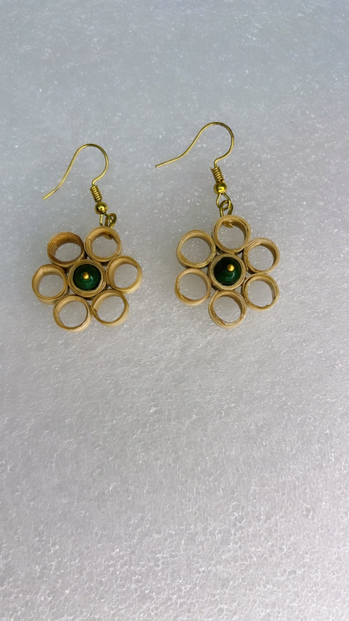 Handcrafted Bamboo Flower Earrings