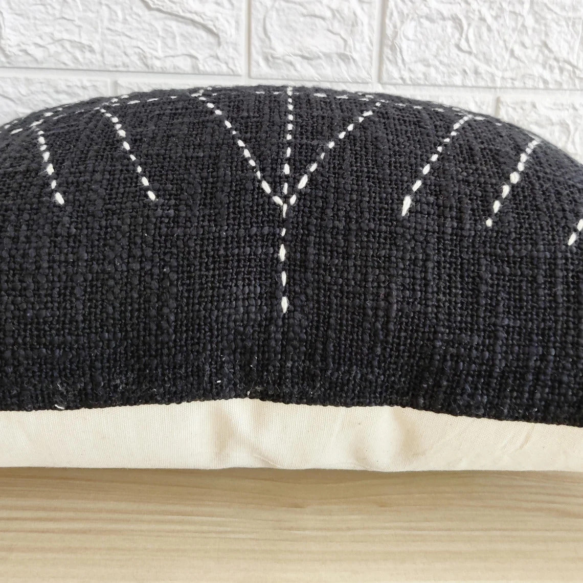 Black Natural Raw Cotton Hand Dyed Fabric Hand Stitches Hand Kantha Pillow Cover