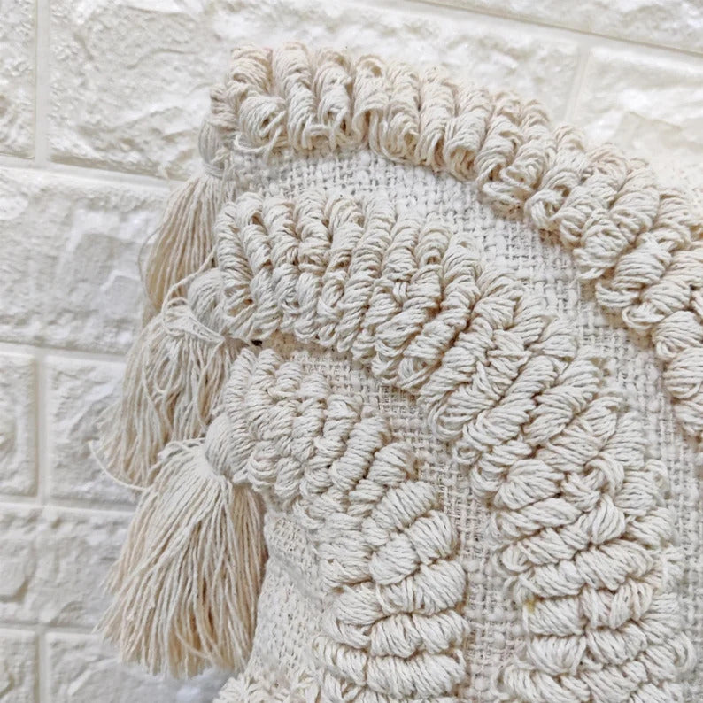 Ivory Tufted Boho Textured Cotton cushion cover