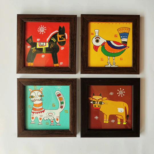 Folk Art Coaster - Set of 4
