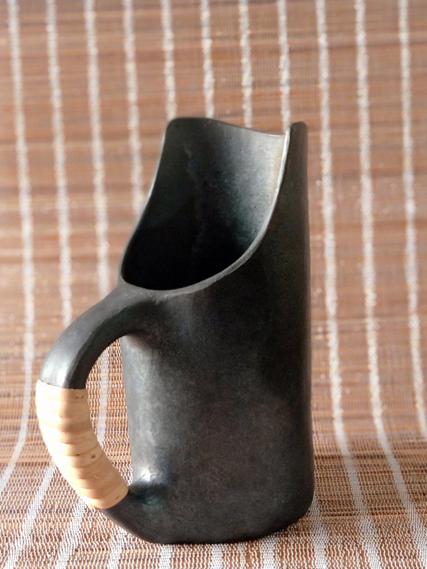 Longpi Black Pottery Jug and Tumblers Set