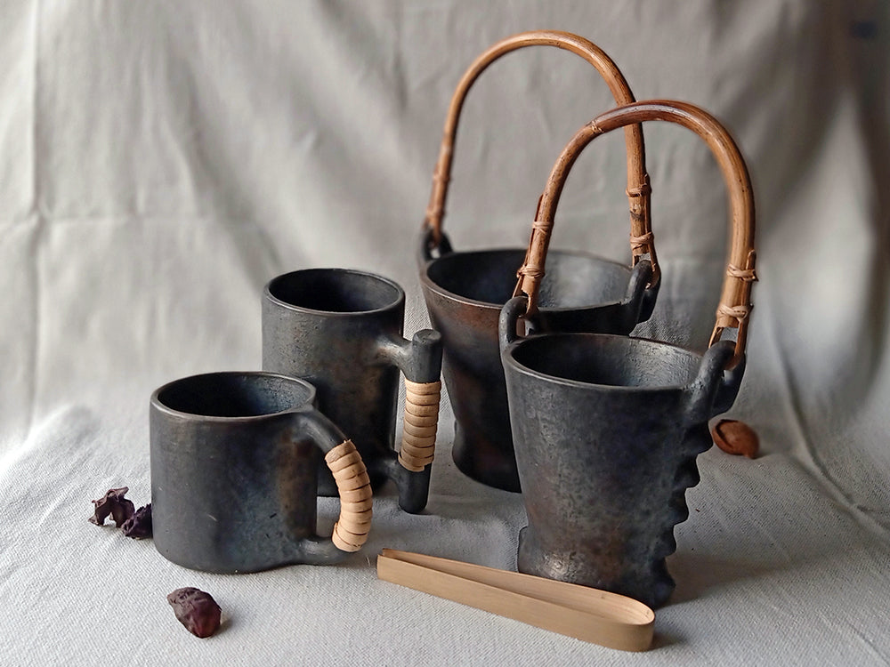 Longpi Black Pottery Ice Bucket Small