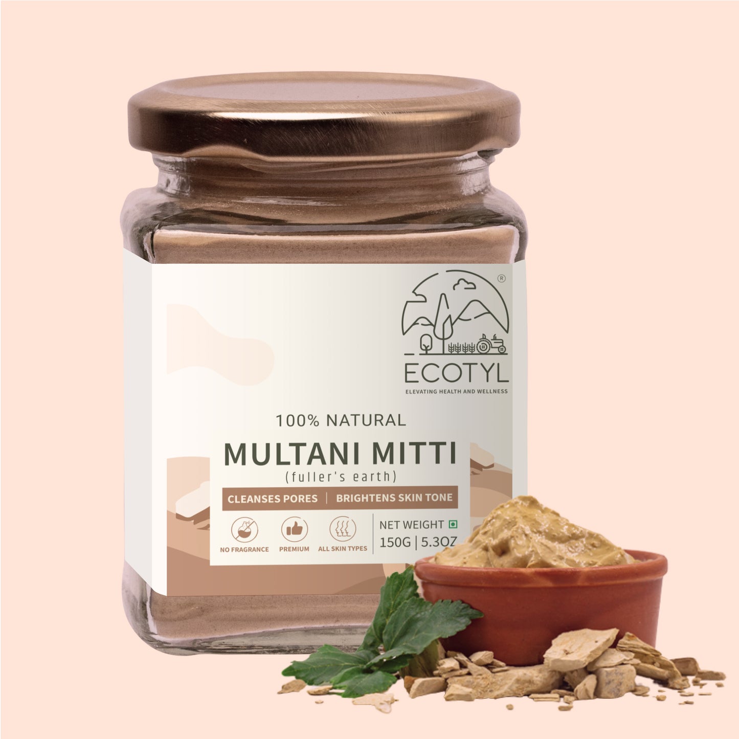 Pure Multani Mitti | Face Pack for Exfoliation & Clear Skin | Bentonite Clay - 150g