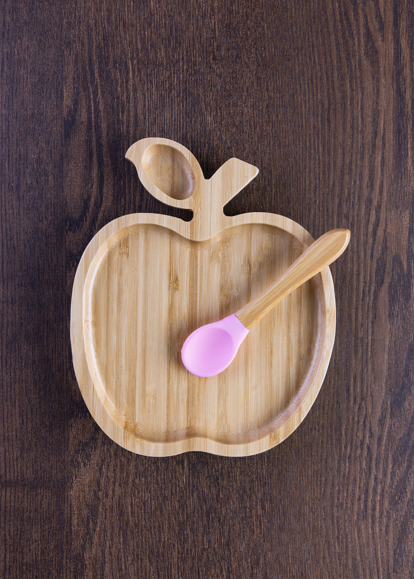 Bamboo Apple Plate with Suction for Kids