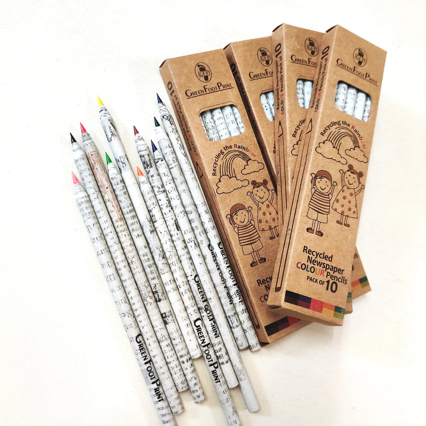 Recycled News Paper COLOUR Pencils |Pack of 10