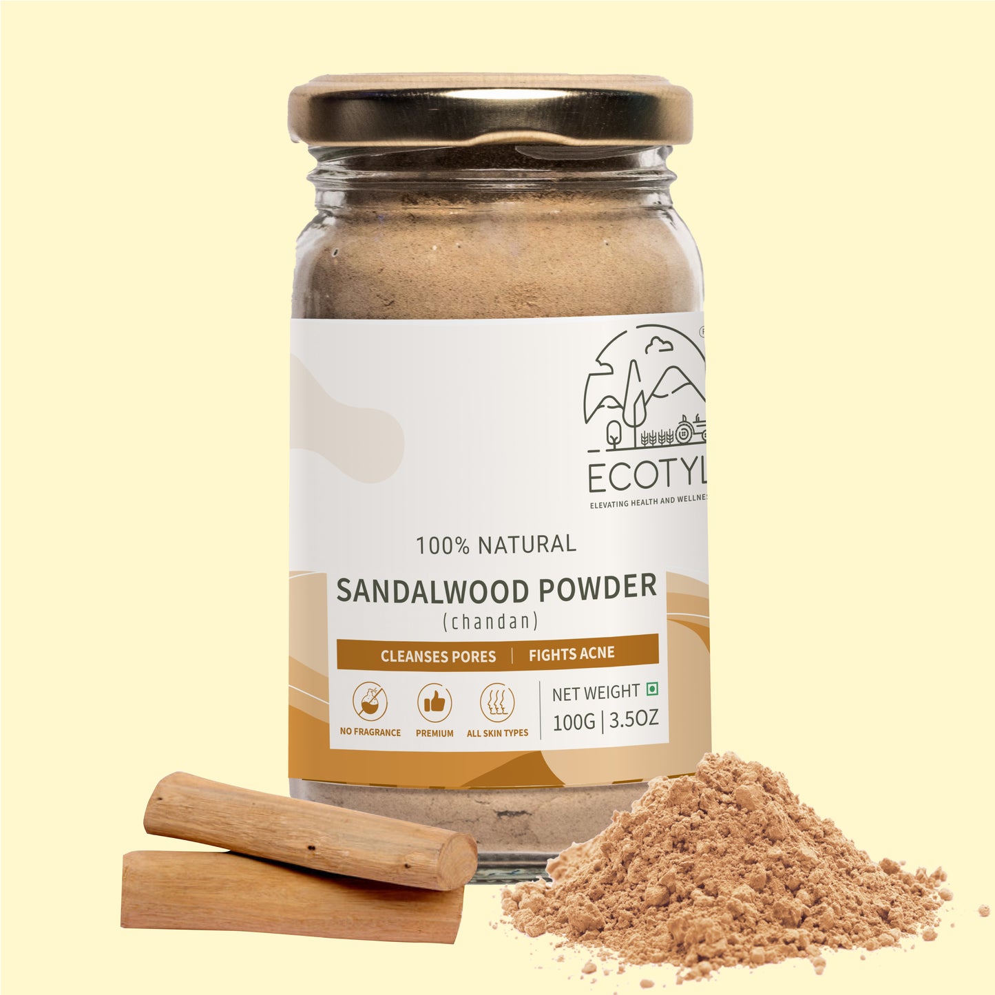 Pure Sandalwood Powder | Face Pack for Skin Brightening & Pore Cleansing | 100g