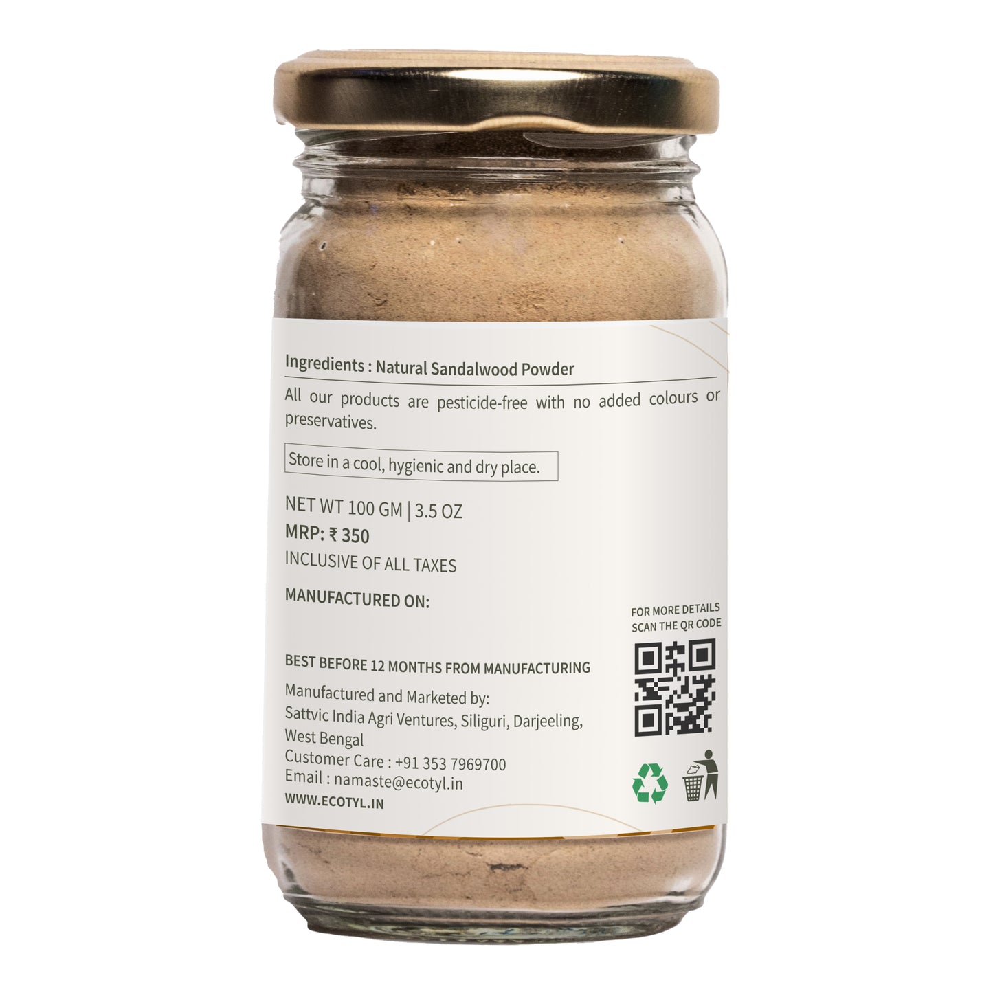Pure Sandalwood Powder | Face Pack for Skin Brightening & Pore Cleansing | 100g