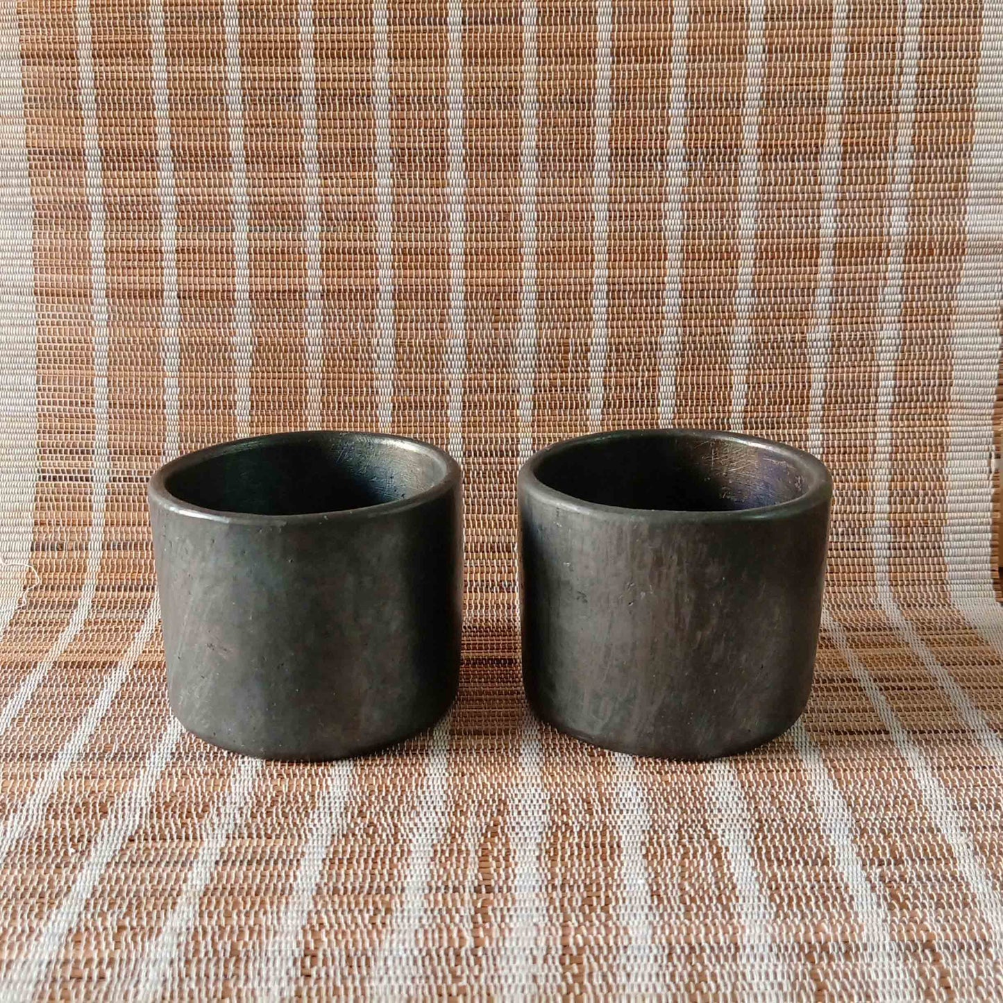 Longpi Black Pottery Jug and Tumblers Set