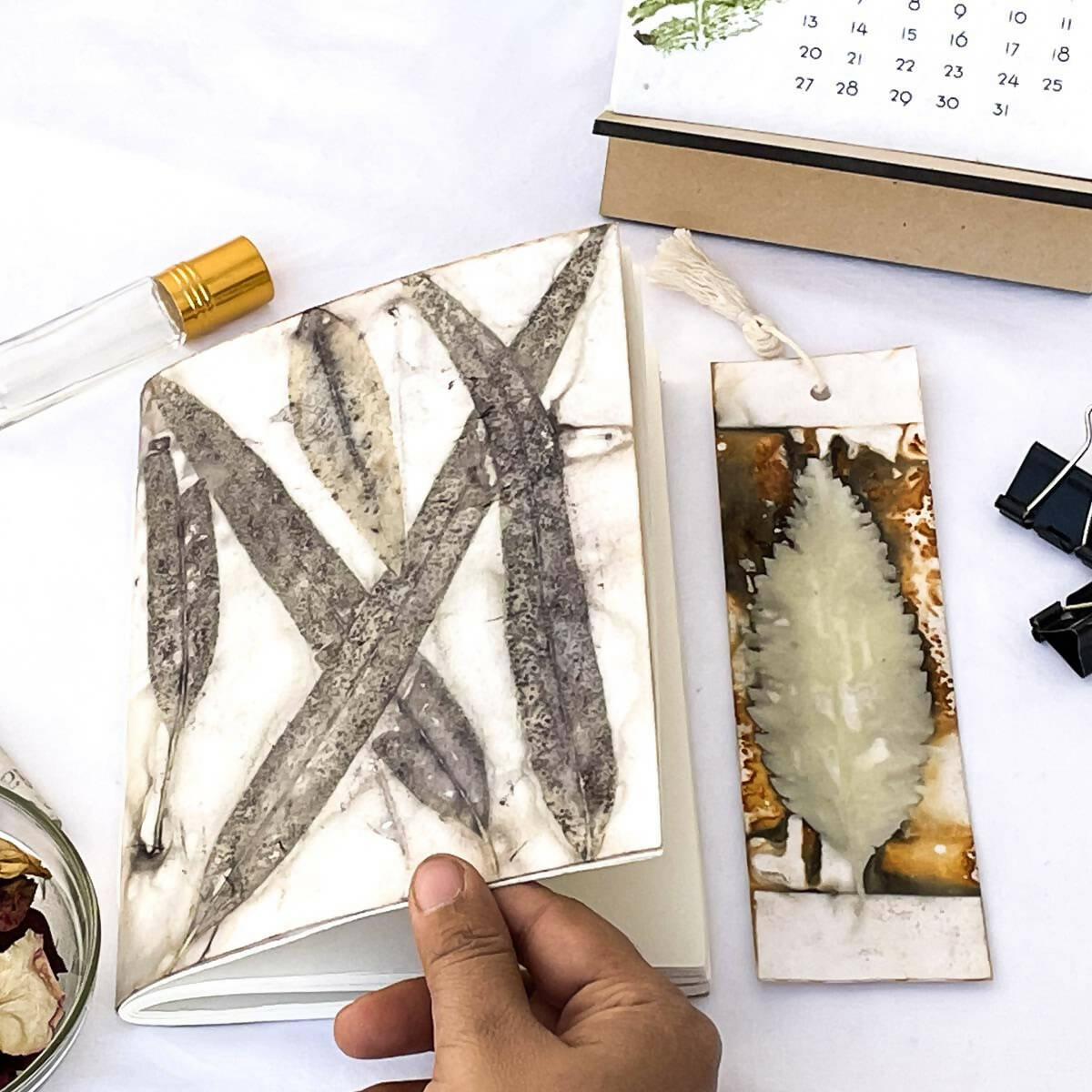 Eco-printed Eucalyptus Journal & Bookmark Combo