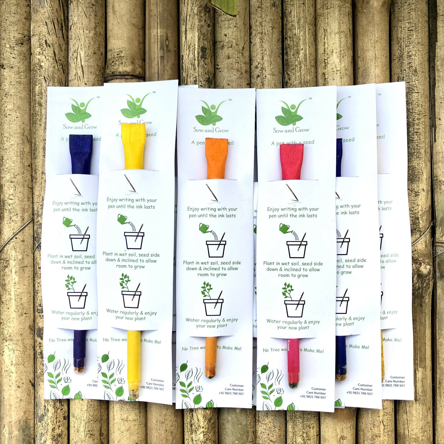 Plantable Seed Paper Pens Colourful (Pack of 10 Single Pens)