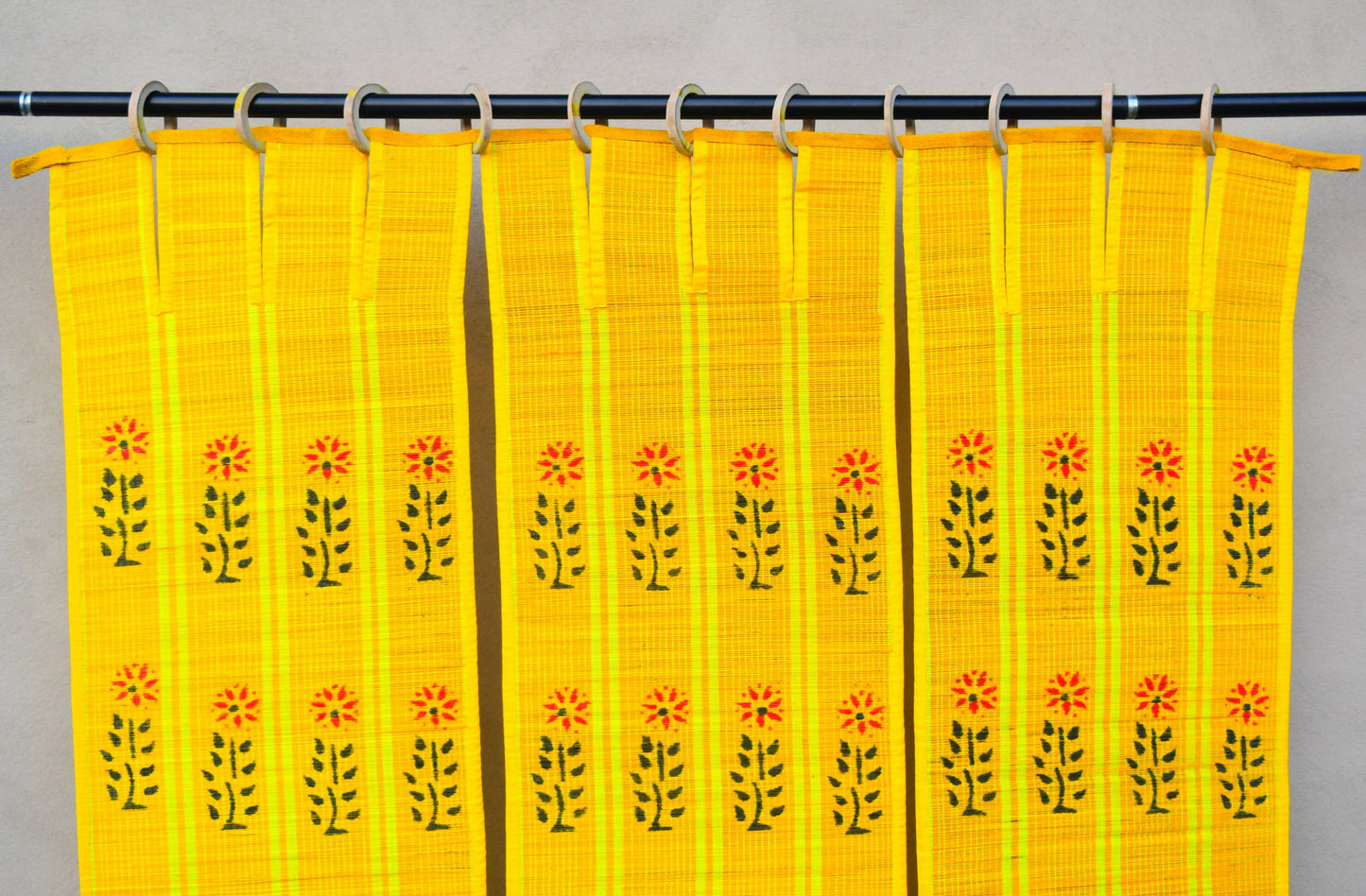3 PANEL BAMBOO CURTAINS YELLOW