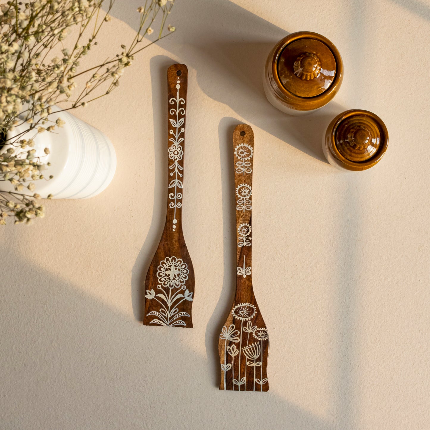 Pragya Sheesham Wood Wall Hanging, Spatula Shape, Set of 2