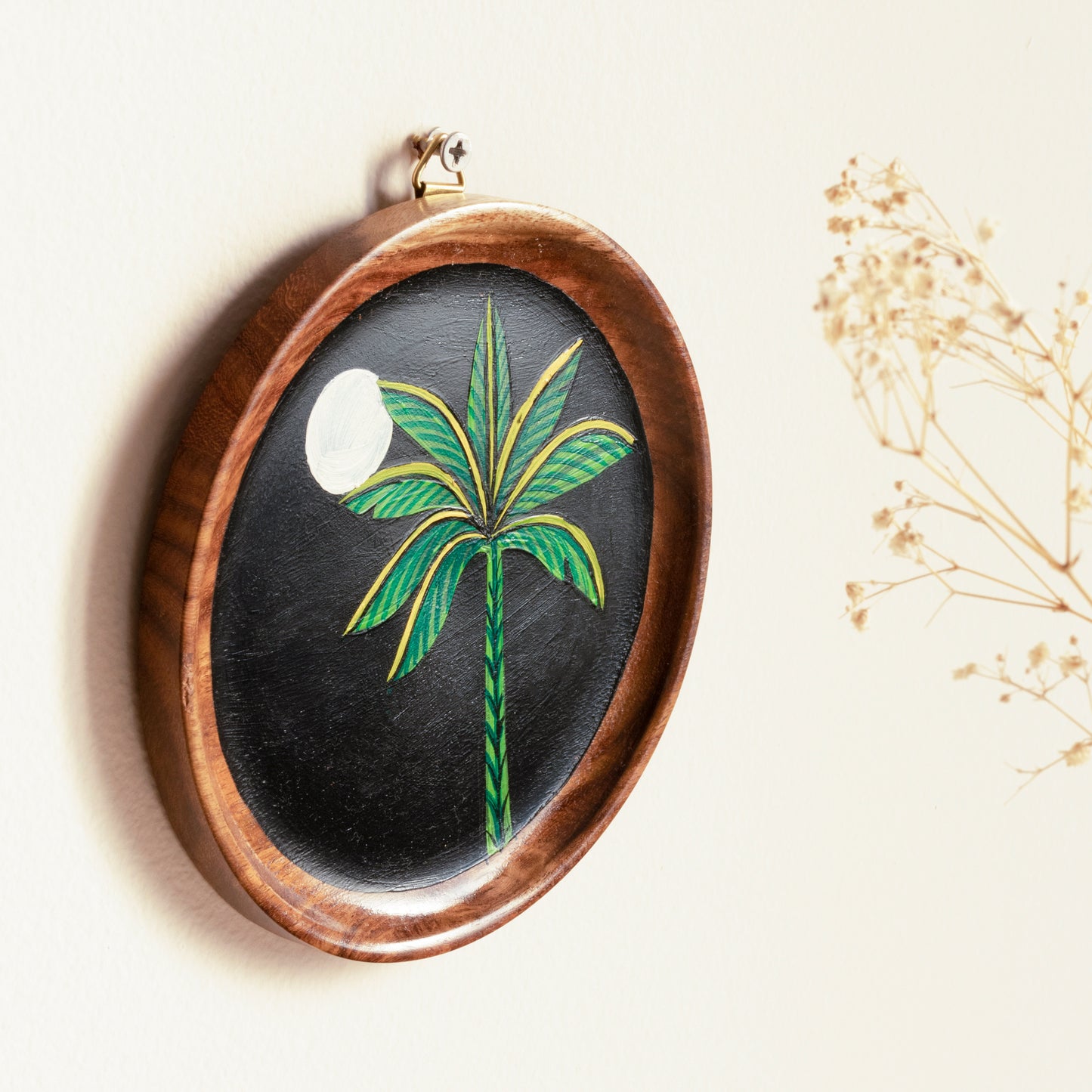 Asmi Wall Plates Decor Hanging for Home I Hand Painted Solid Wood Round Plates | Set of 2