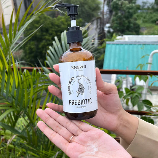 Prebiotics Sandalwood | Hair Wash | Face Wash | Body Wash | Best for Men and Women |Kheoni | 250 ML
