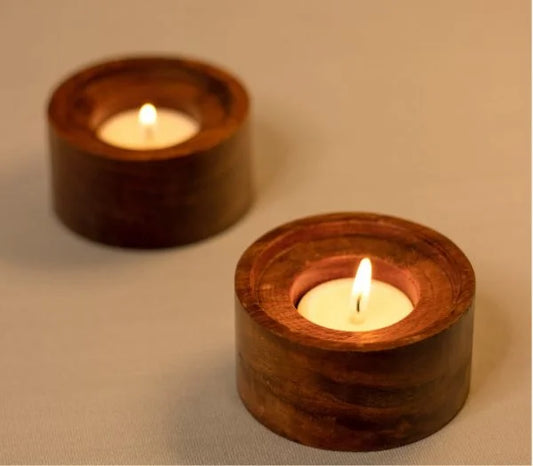 Tejah Sheesham Wood Tea-Light Holder (Set of 2)