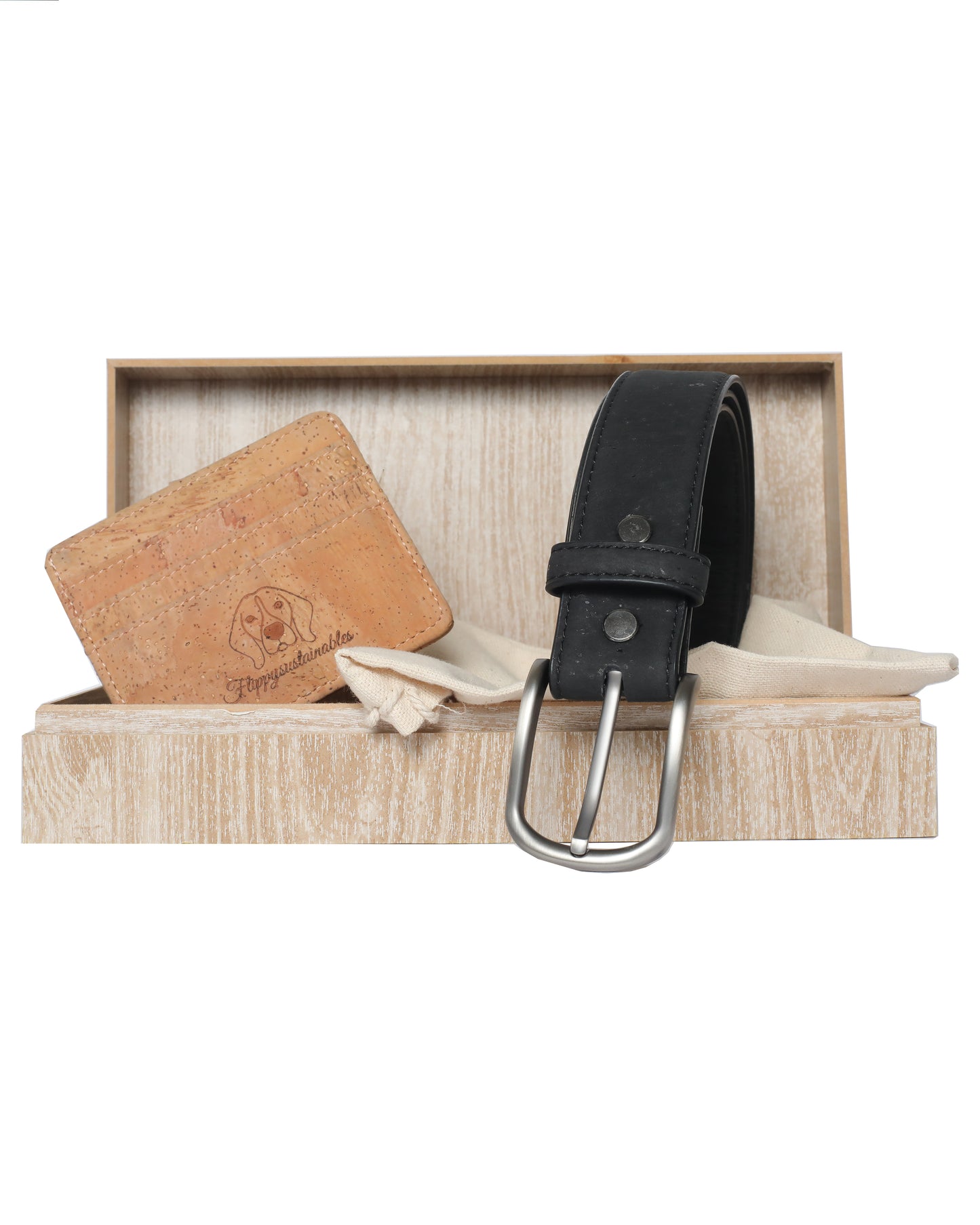 Gift Box Men's: Black Belt and Card Holder