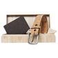 Gift Box Men's: Beige Belt and Black Wallet