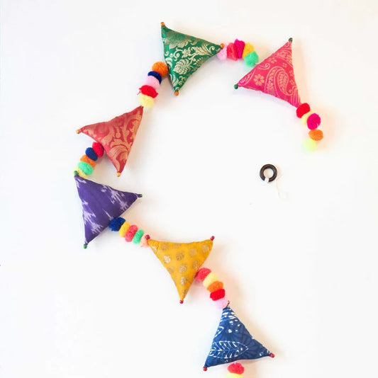Upcycled Boho Triangles Festive Decoration String Hanging Party Prop