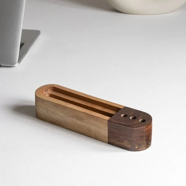 Ashvath Solid Wood Pen Stand, Mobile Holder, Card Holder
