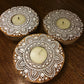 Handcrafted Wooden Diya - Round Design (Set of 3)