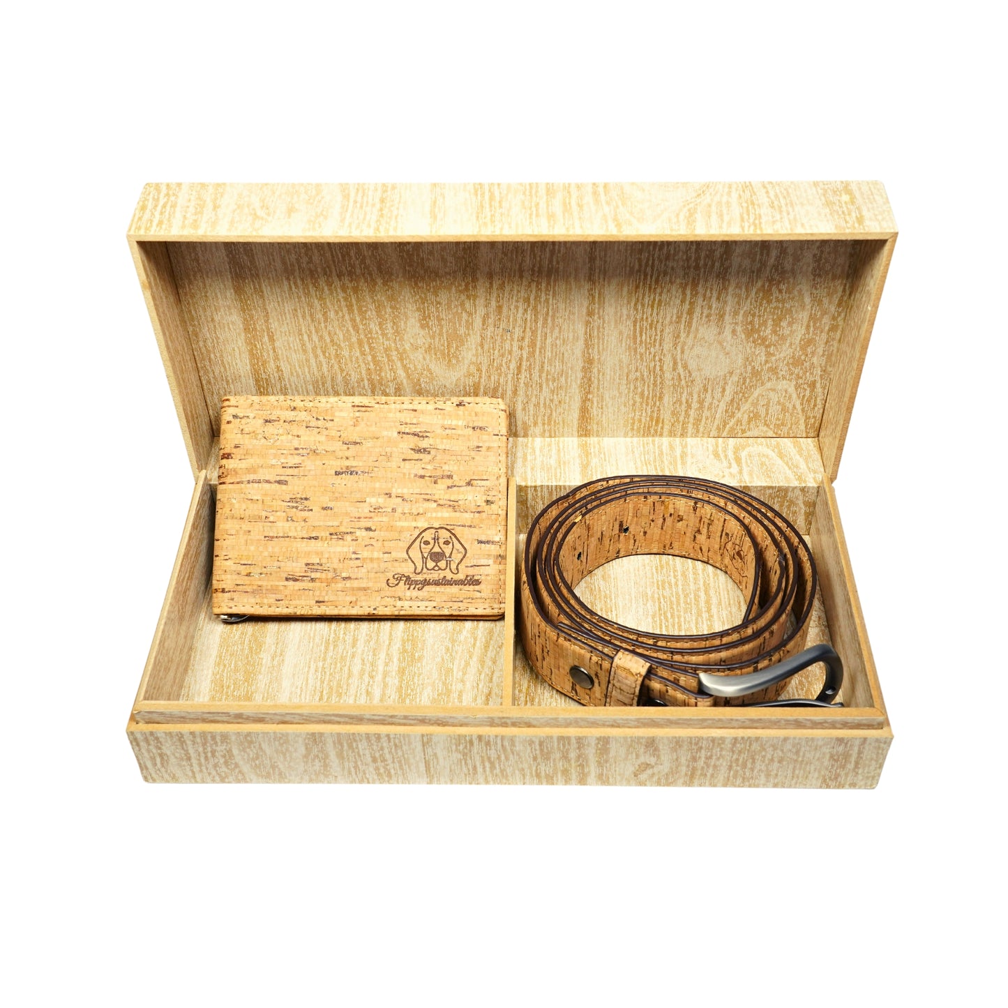 Gift Box Men's: Beige Belt and Beige Wallet