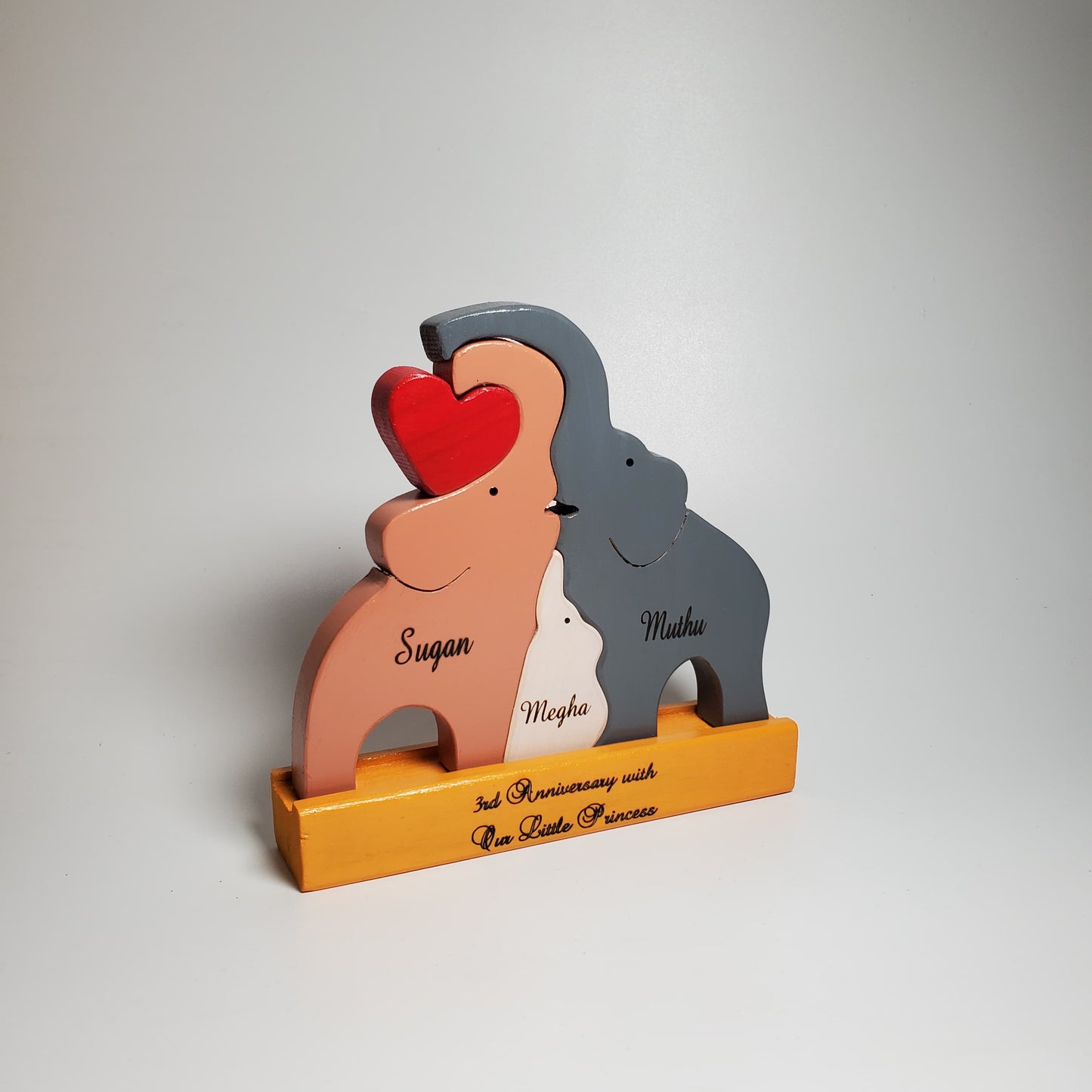 Elephant Family with One Child Multicoloured