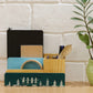 "Dancing Tribal" Hand Painted Wooden Desk Organizer