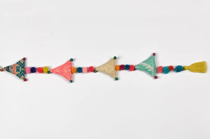 Upcycled Boho Triangles Festive Decoration String Hanging Party Prop