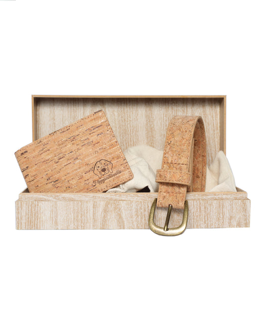 Gift Box Women's: Beige Belt and Beige Wallet