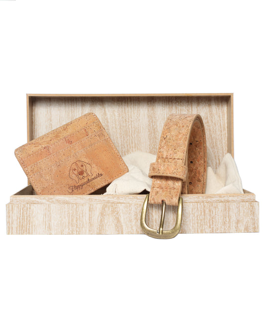 Gift Box Women's: Beige Belt and Card Holder