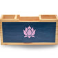 Blooming Lotus Hand Painted Wooden Desk Organizer