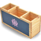 Blooming Lotus Hand Painted Wooden Desk Organizer