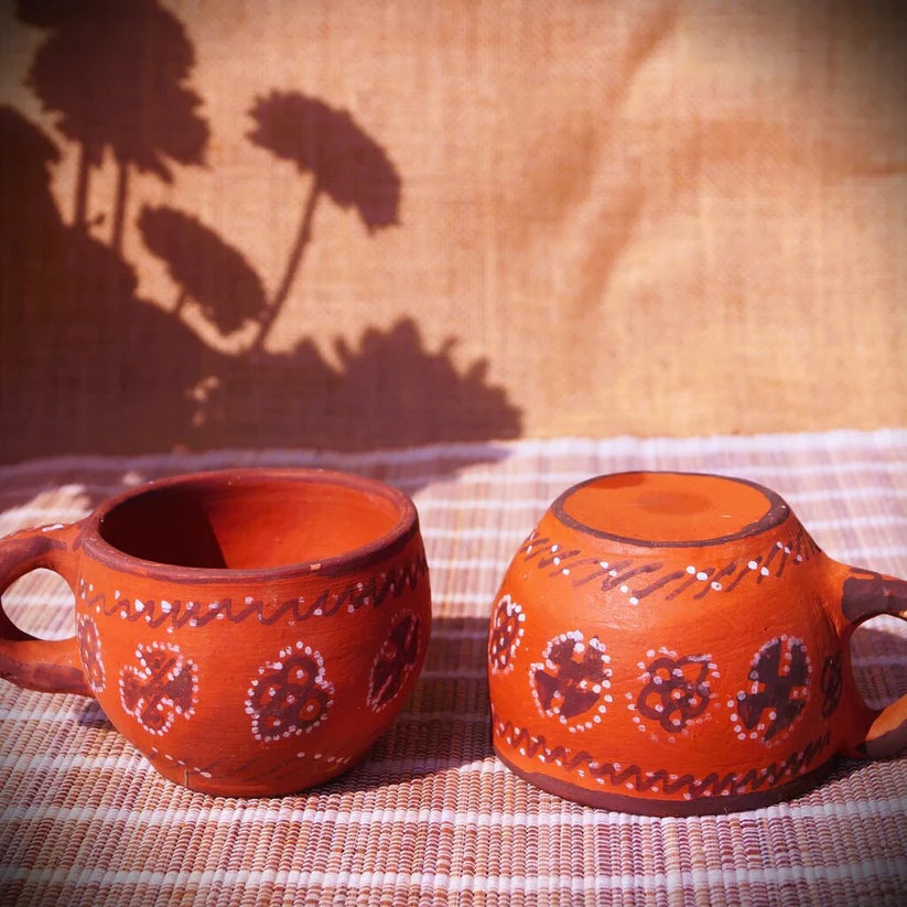 Kutch Painted Pottery Tea Cups Round (Set of 2)