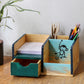 "Monkey & Banana" Hand Painted Wooden Desk Organizer