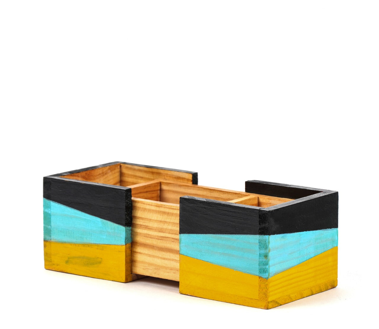 "VINTAGE"  Hand Painted Wooden Desk Organizer