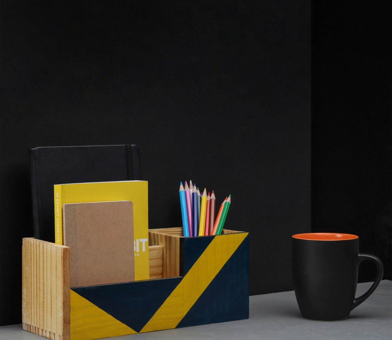 "EDGE" Hand Painted Wooden Desk Organizer