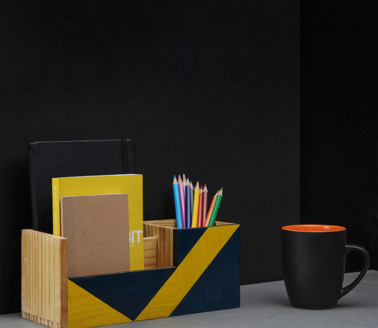"EDGE" Hand Painted Wooden Desk Organizer