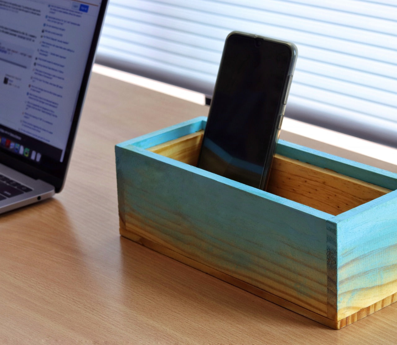 "SKY IS FALLING"  Hand Painted Wooden Desk Organizer